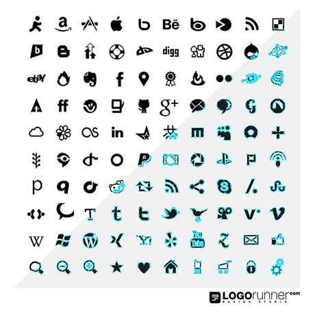 100 vector social media icons
