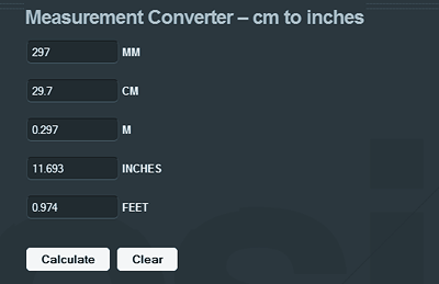 cm to inches
